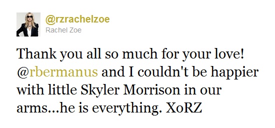 Rachel Zoe Skyler tweet
